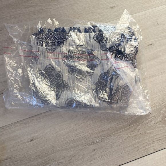 Men's Regular-Fit Medallion-Print Linen Shirt‎ Twinkle Blue L NWT in packaging - Picture 6 of 6